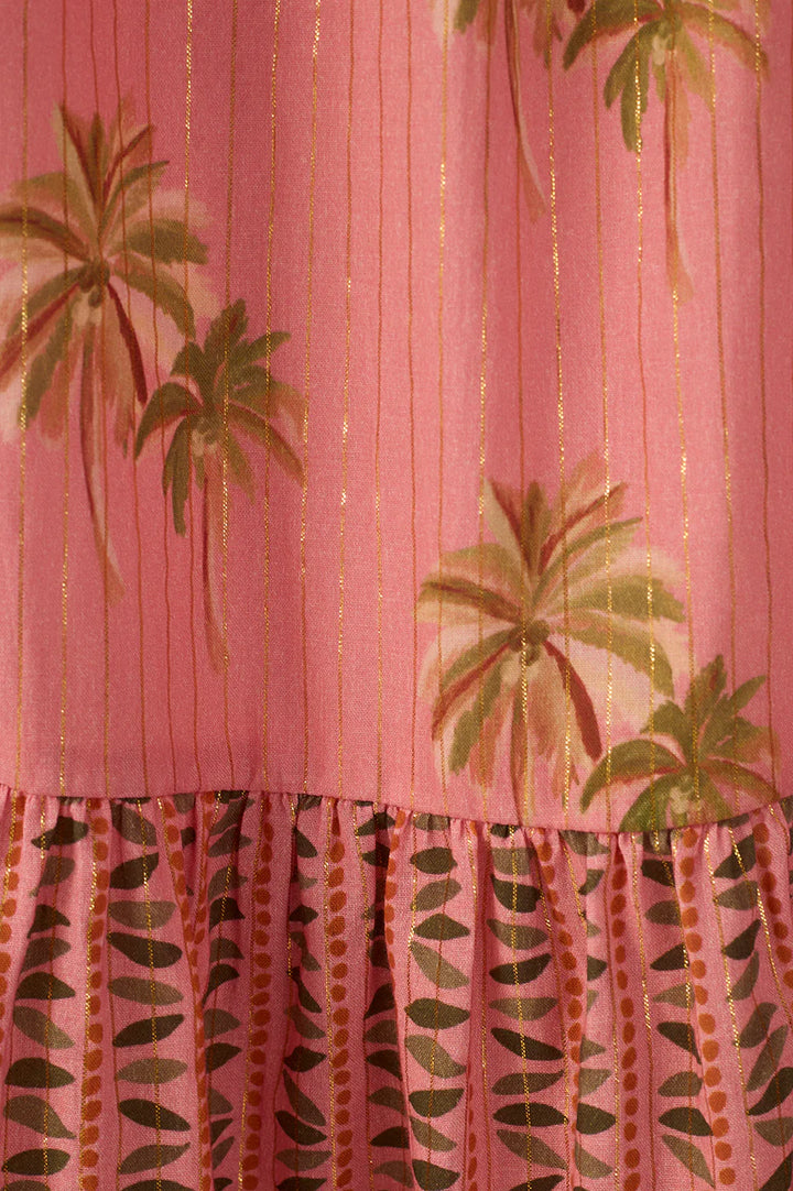 Pink Oasis Cut-out Knot Sleeveless Maxi Dress