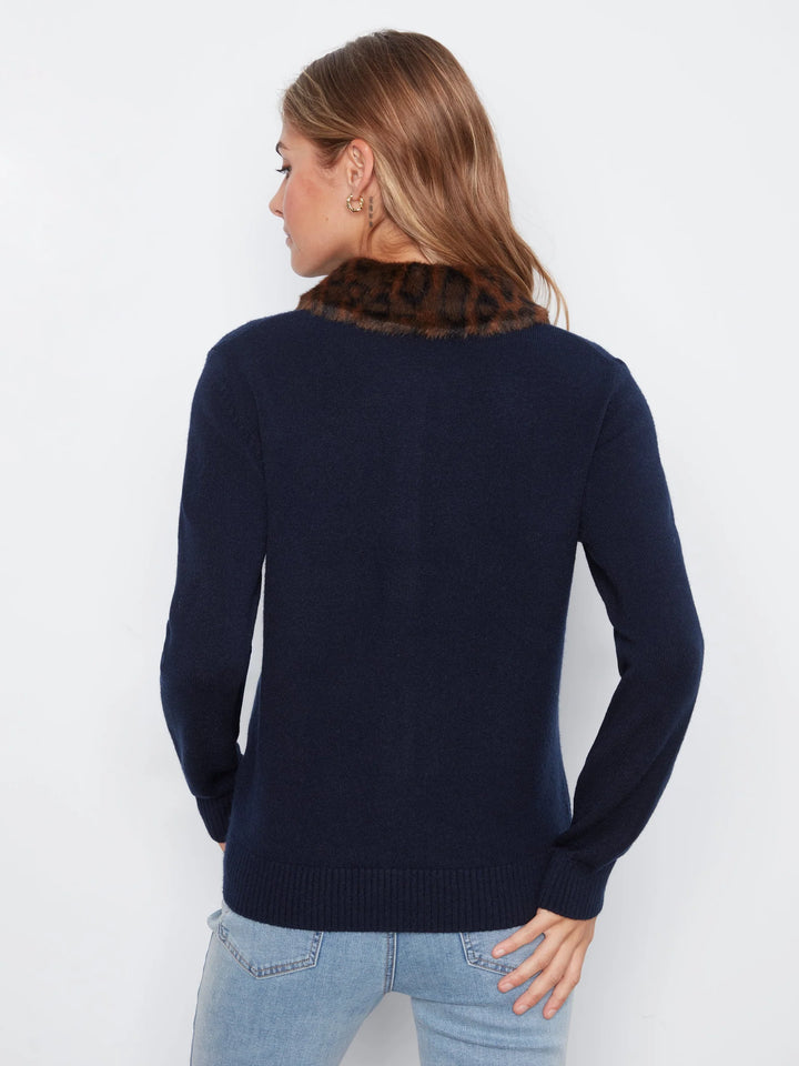 Plushy Button Up Cardigan With Faux Fur Removable Collar