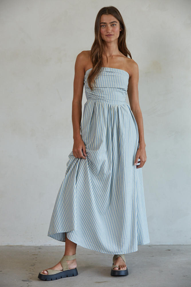 Promenade Dress in Dusty Blue