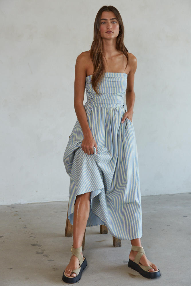 Promenade Dress in Dusty Blue