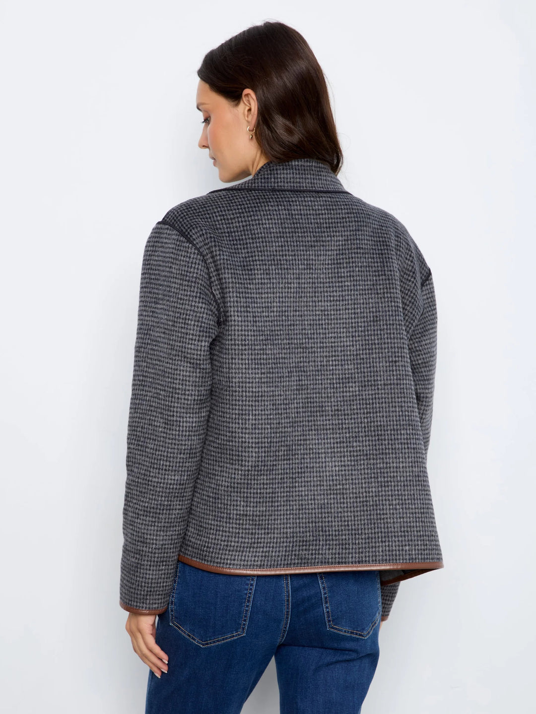 Reversible Plaid Jacket With Leather Binding