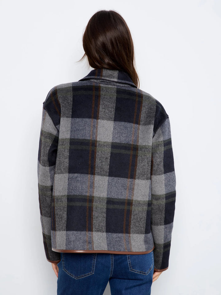 Reversible Plaid Jacket With Leather Binding