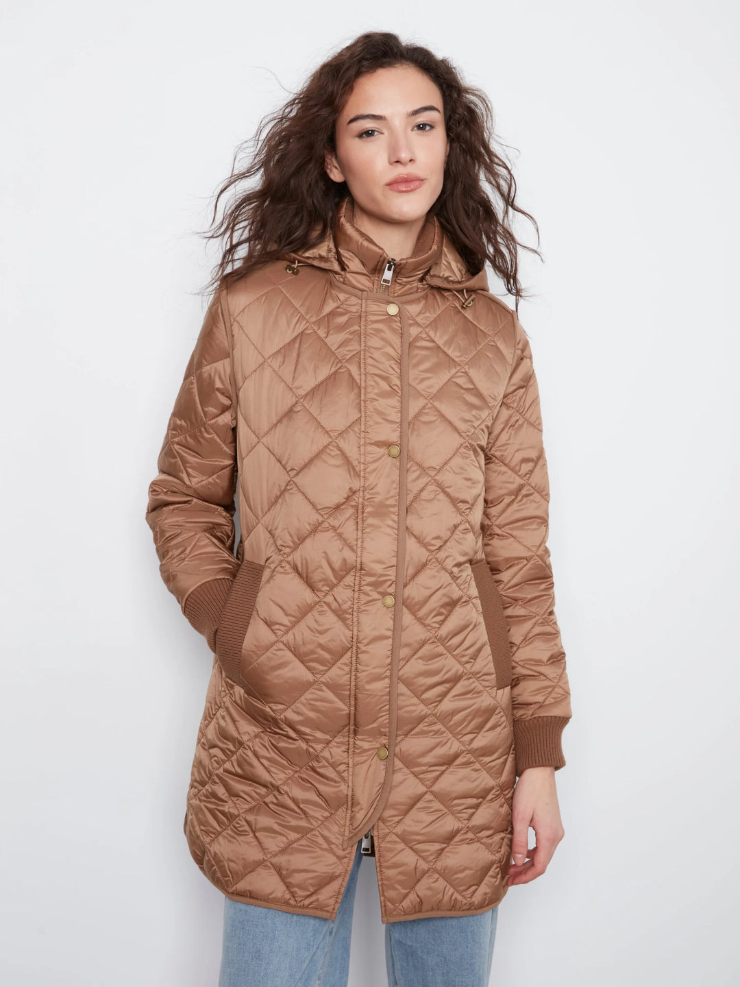 Reversible Puffer With Sweater Rib &amp; Removable Hood - Truffle