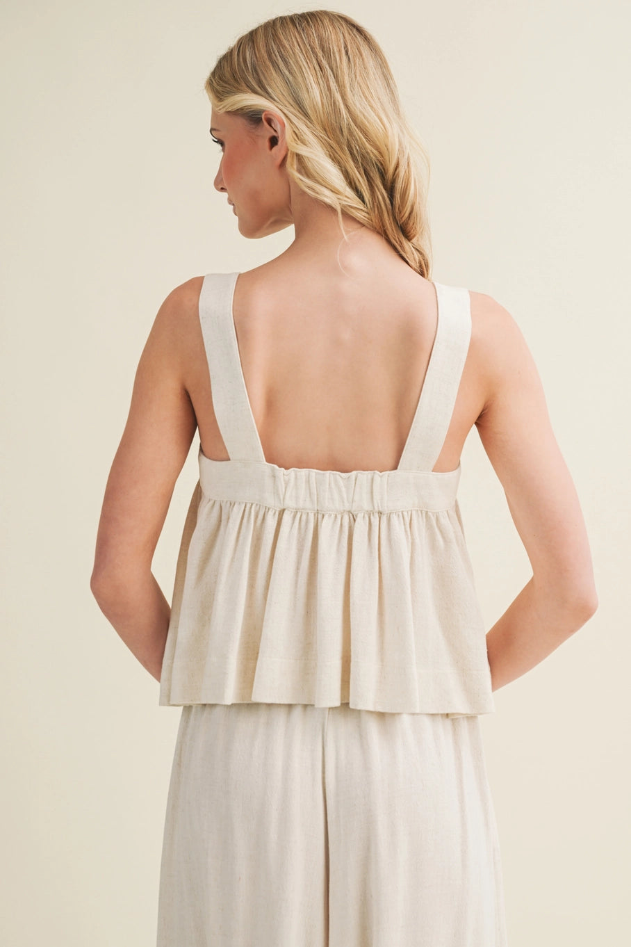 Front Tie Sleeveless Top in Linen
