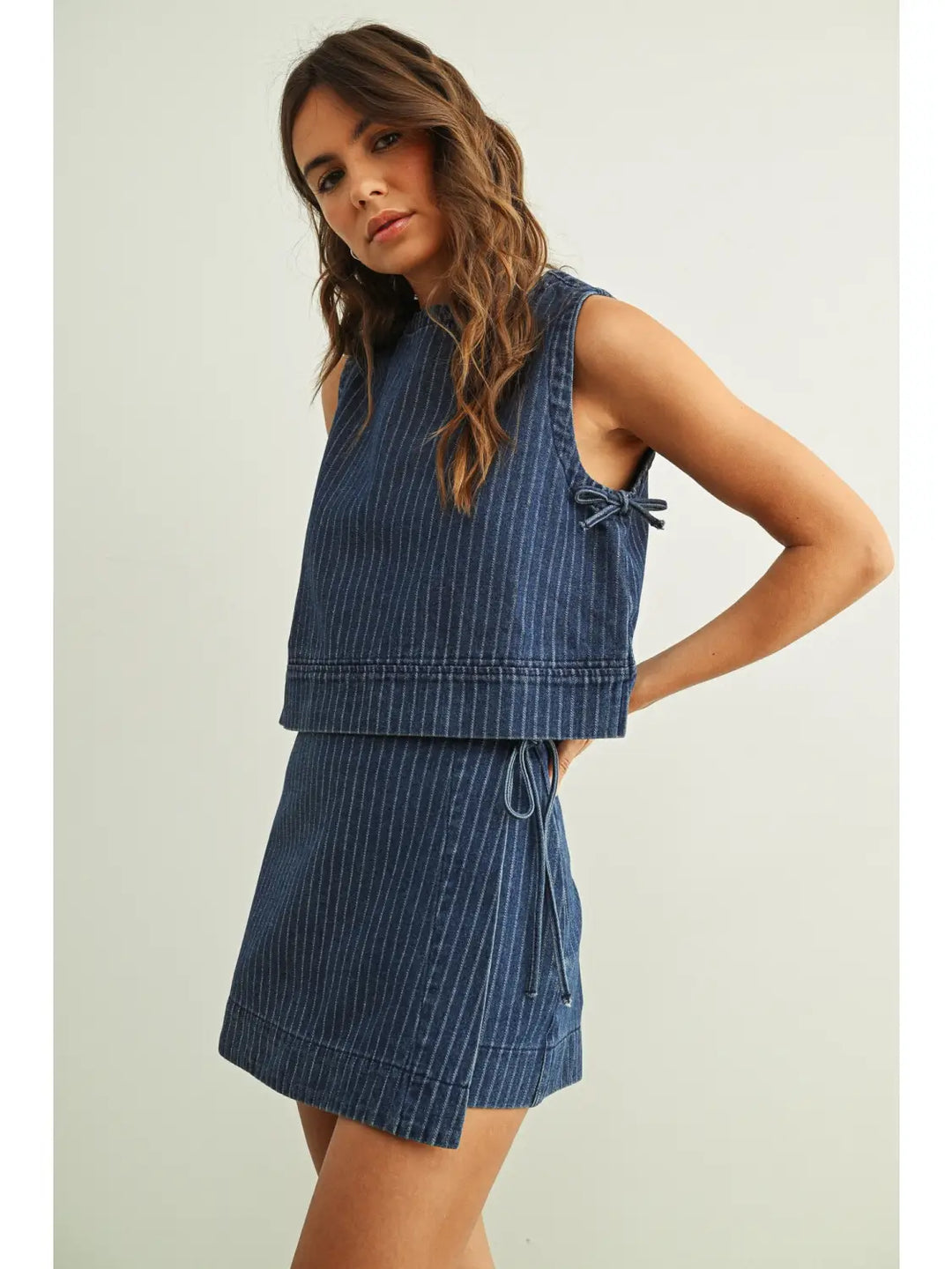 Pinstriped Denim Skort