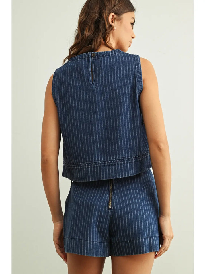 Pinstriped Denim Skort