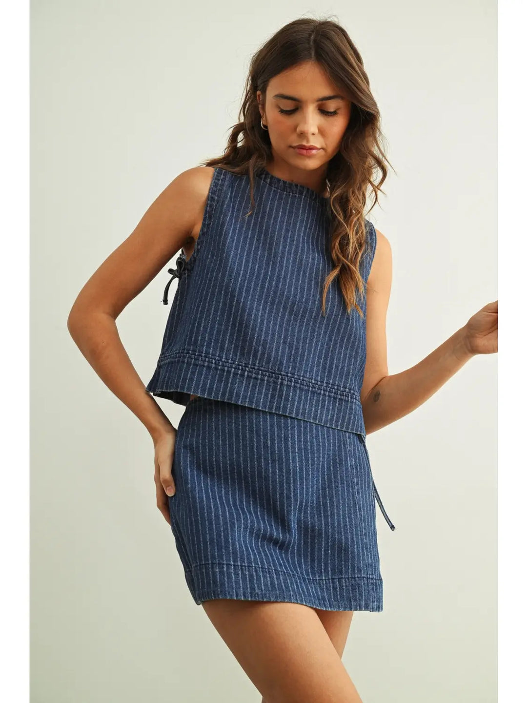 Pinstriped Denim Skort