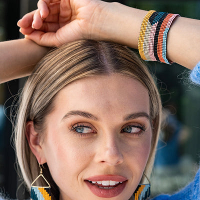 Penelope Horizontal Stripe Beaded Stretch Bracelet