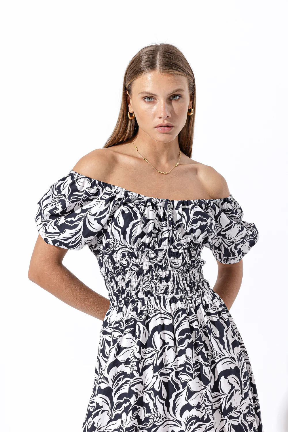 Hazel Off Shoulder Midi Dress