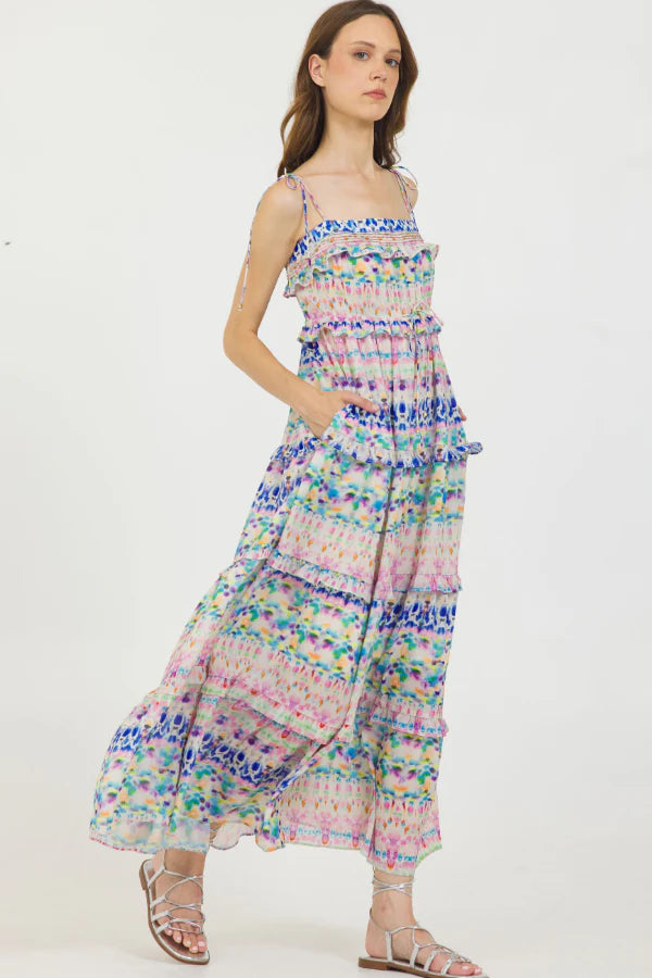 Tie Shoulder Long Dress