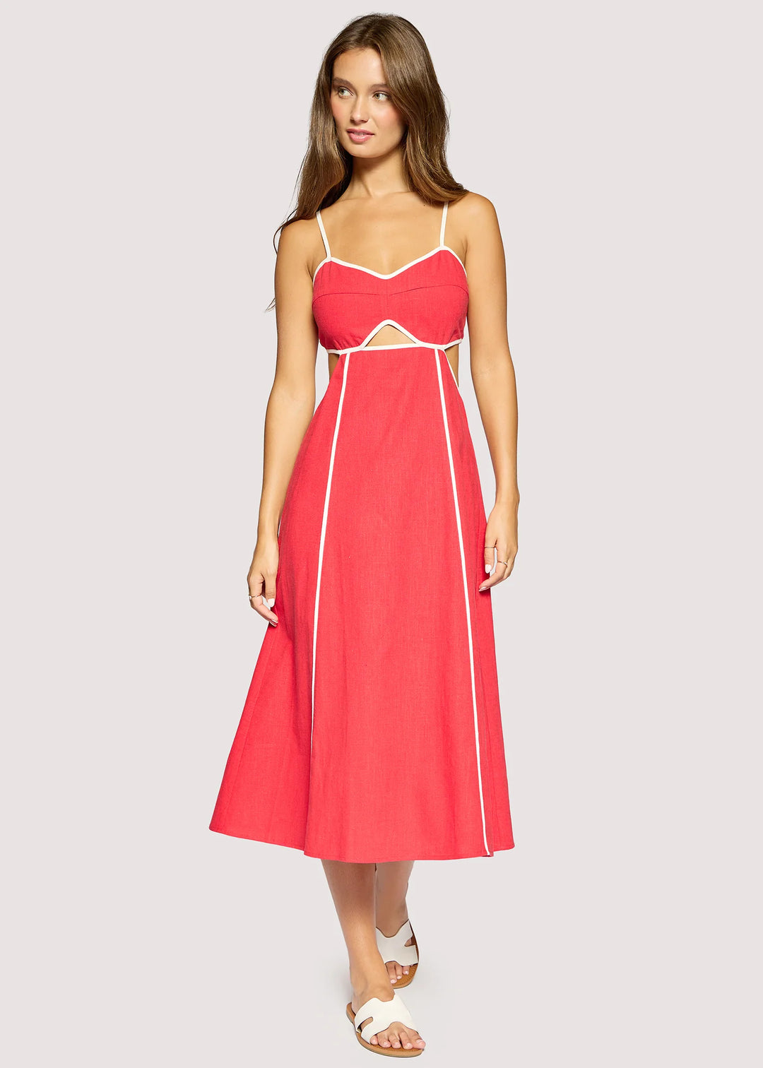 muse midi dress Daylight Muse Striped Belted Midi Dress in Navy Stripe
