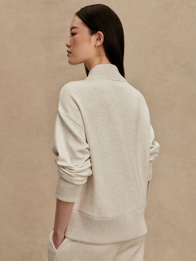Sally Half Zip Sweat in Ivory Marl