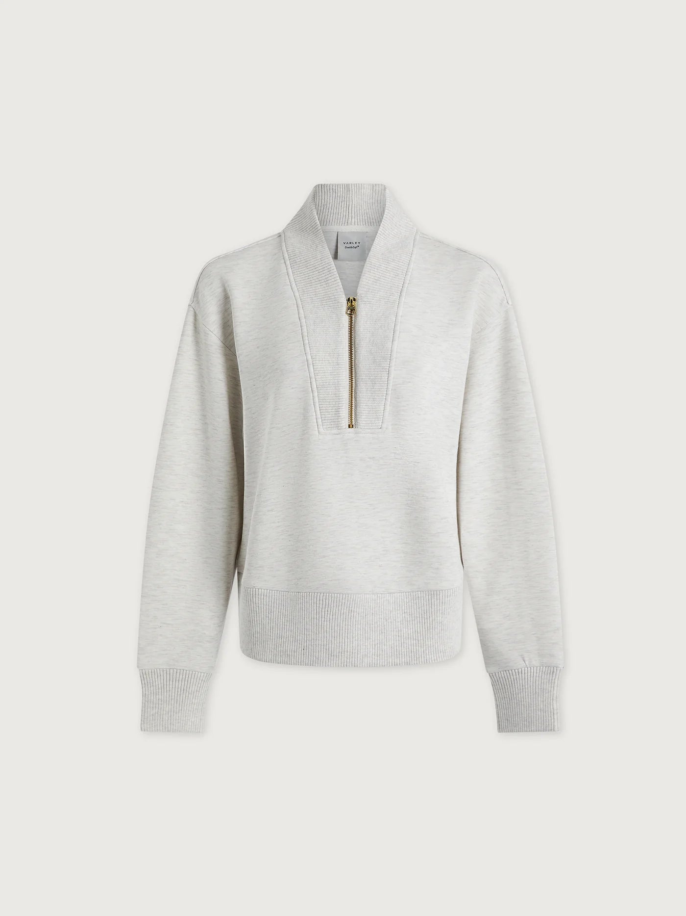 Sally Half Zip Sweat in Ivory Marl