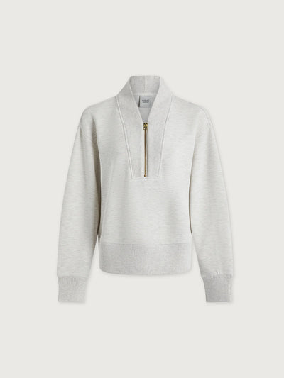 Sally Half Zip Sweat in Ivory Marl
