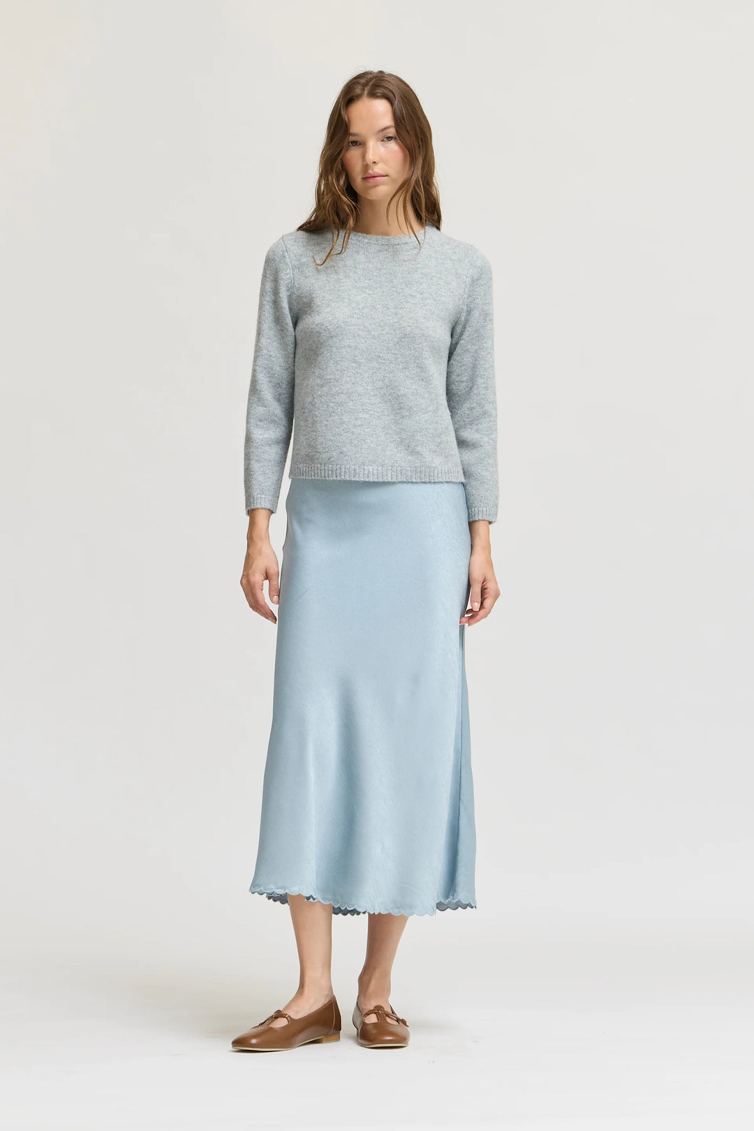Scallop Hem Bias Skirt