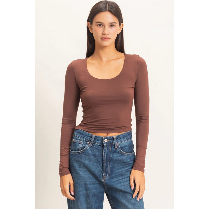 Scoop Neck Long Sleeve Top