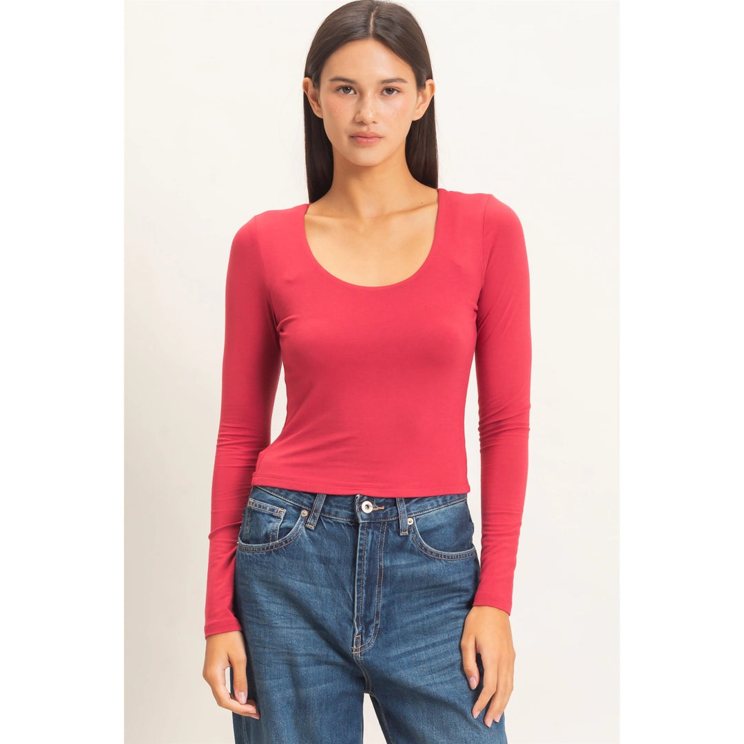 Scoop Neck Long Sleeve Top