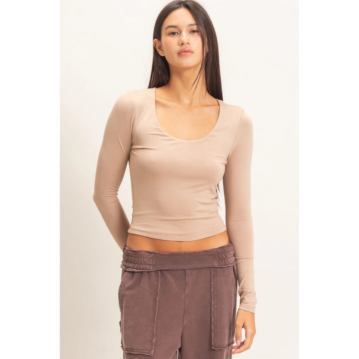 Scoop Neck Long Sleeve Top