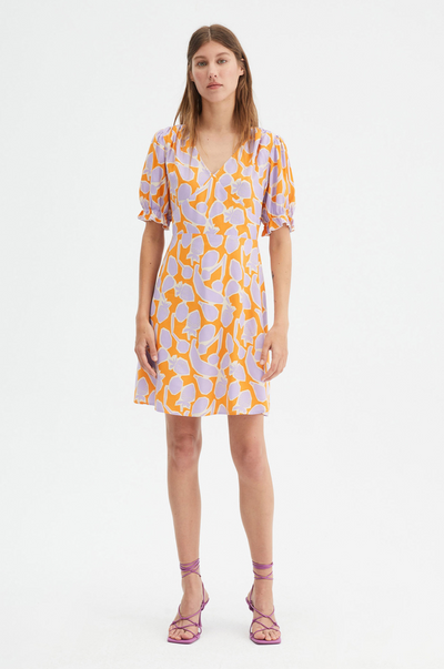 Fruit Print Puff-sleeved Mini Dress
