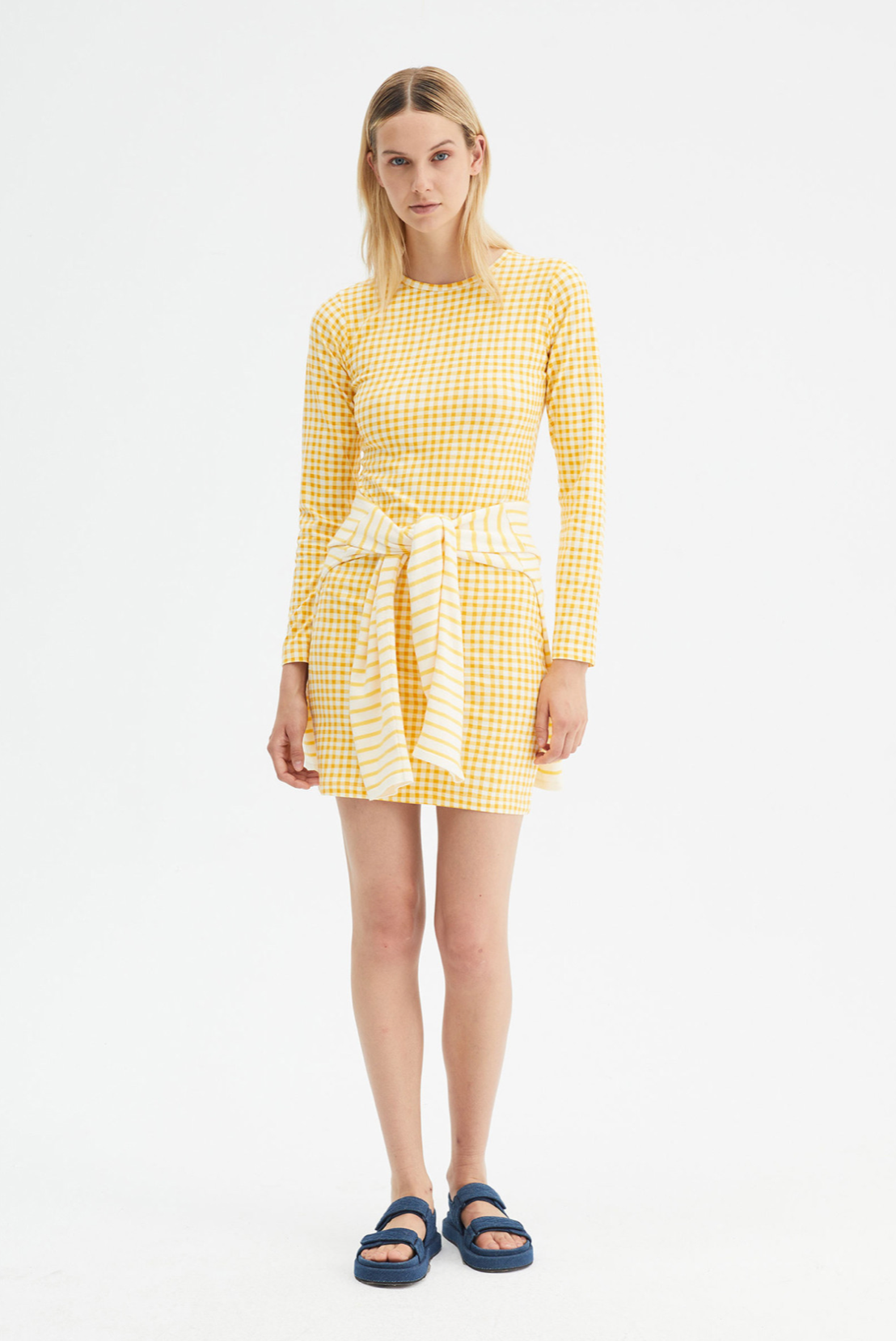 Mini Fitted Dress With Gingham Print.