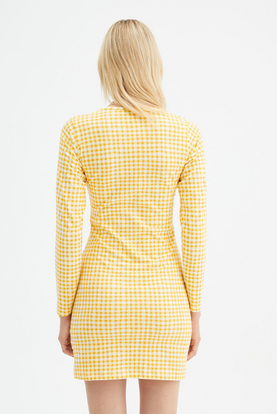 Mini Fitted Dress With Gingham Print.