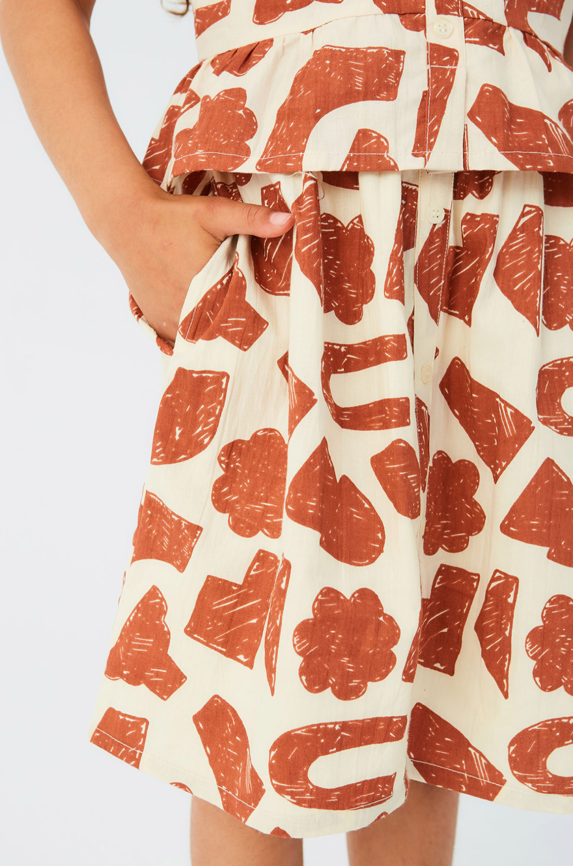 Geometric Print Girl's Midi Skirt