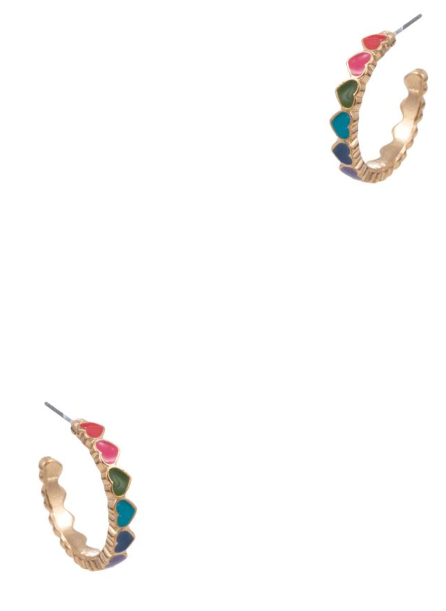 Rainbow Heart Hoop Earrings