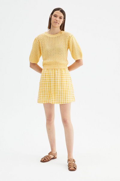 Gingham print mini skirt