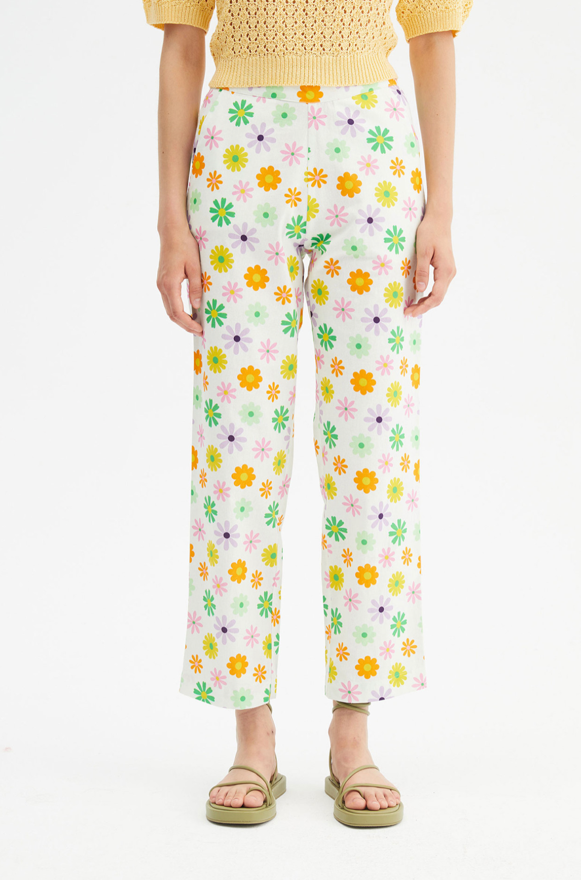 Floral Print Mid-rise Lightweight Trousers
