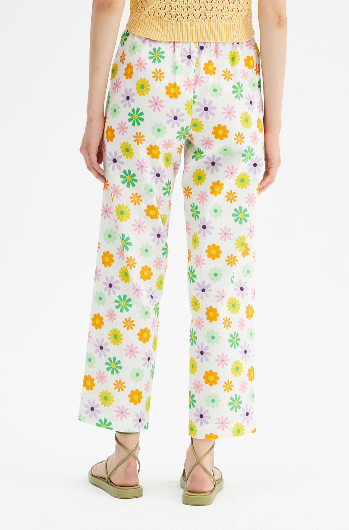 Floral Print Mid-rise Lightweight Trousers