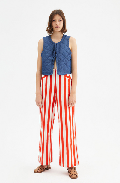 Stripe Print High-waisted Trousers