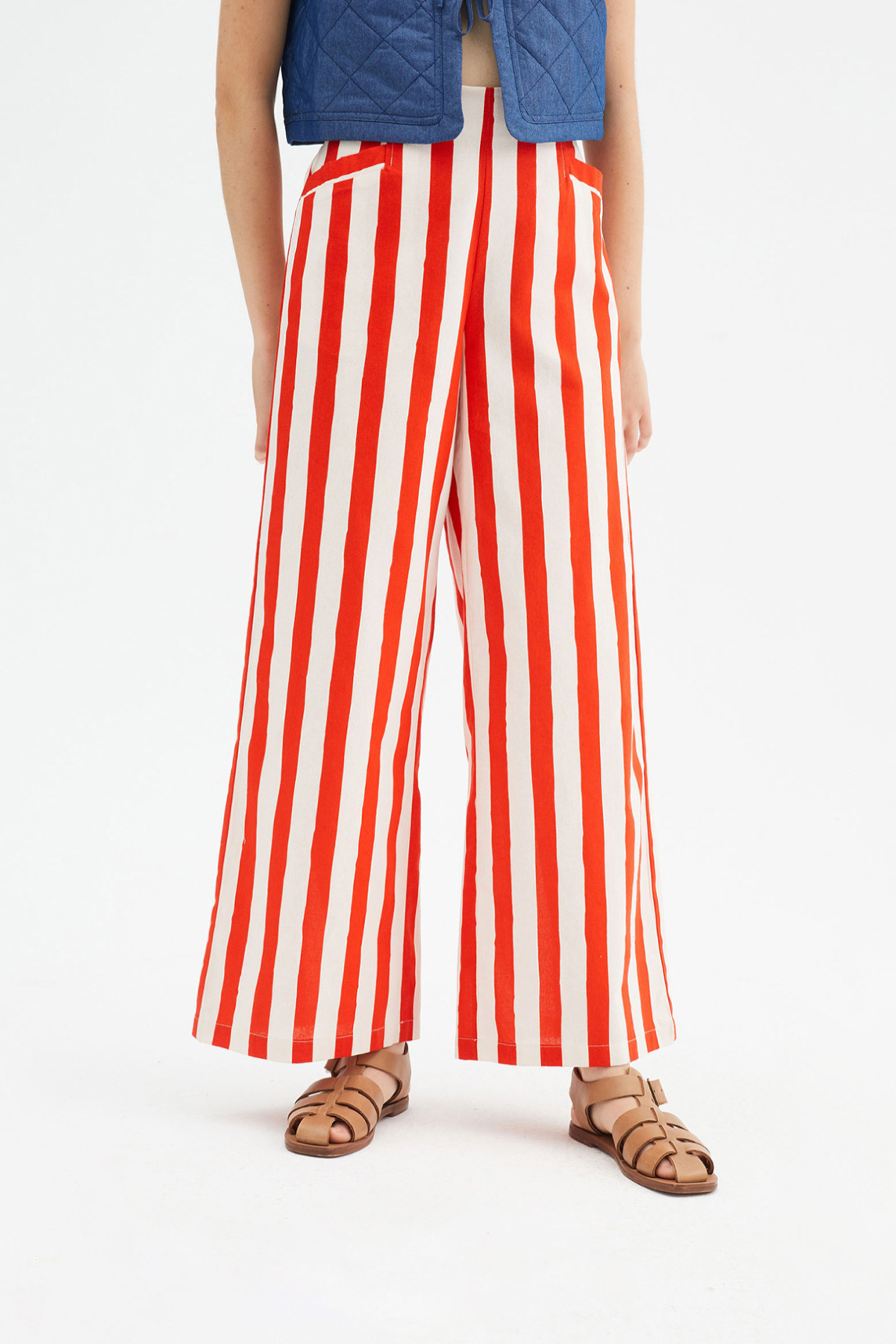 Stripe Print High-waisted Trousers