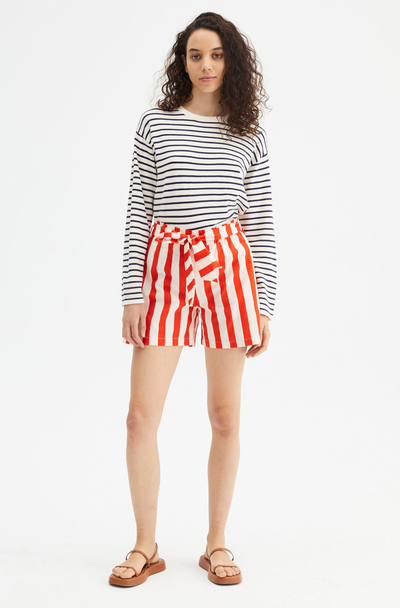 Stripe Print High-waist Shorts