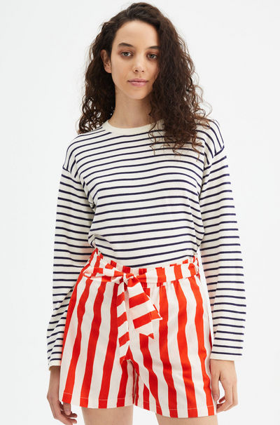 Stripe Print High-waist Shorts