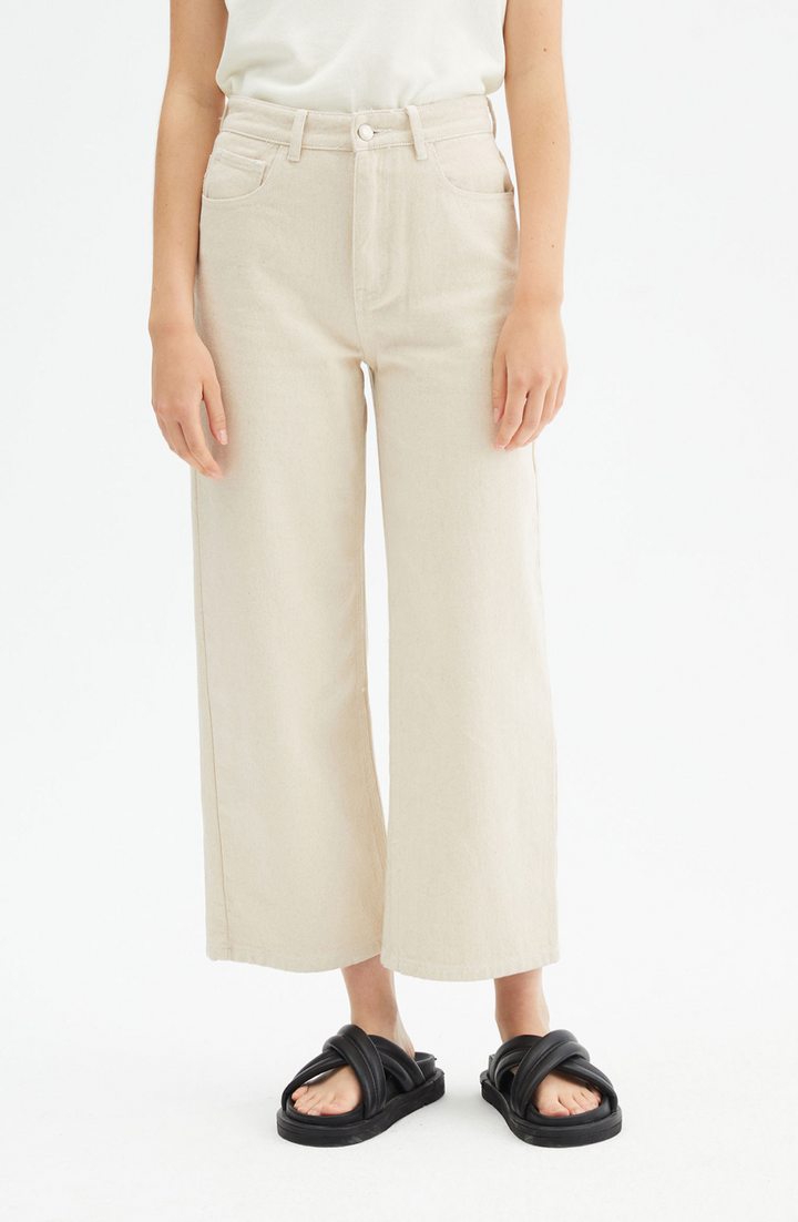 White Cropped straight-cut Jeans