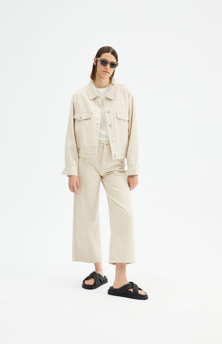 White Cropped straight-cut Jeans