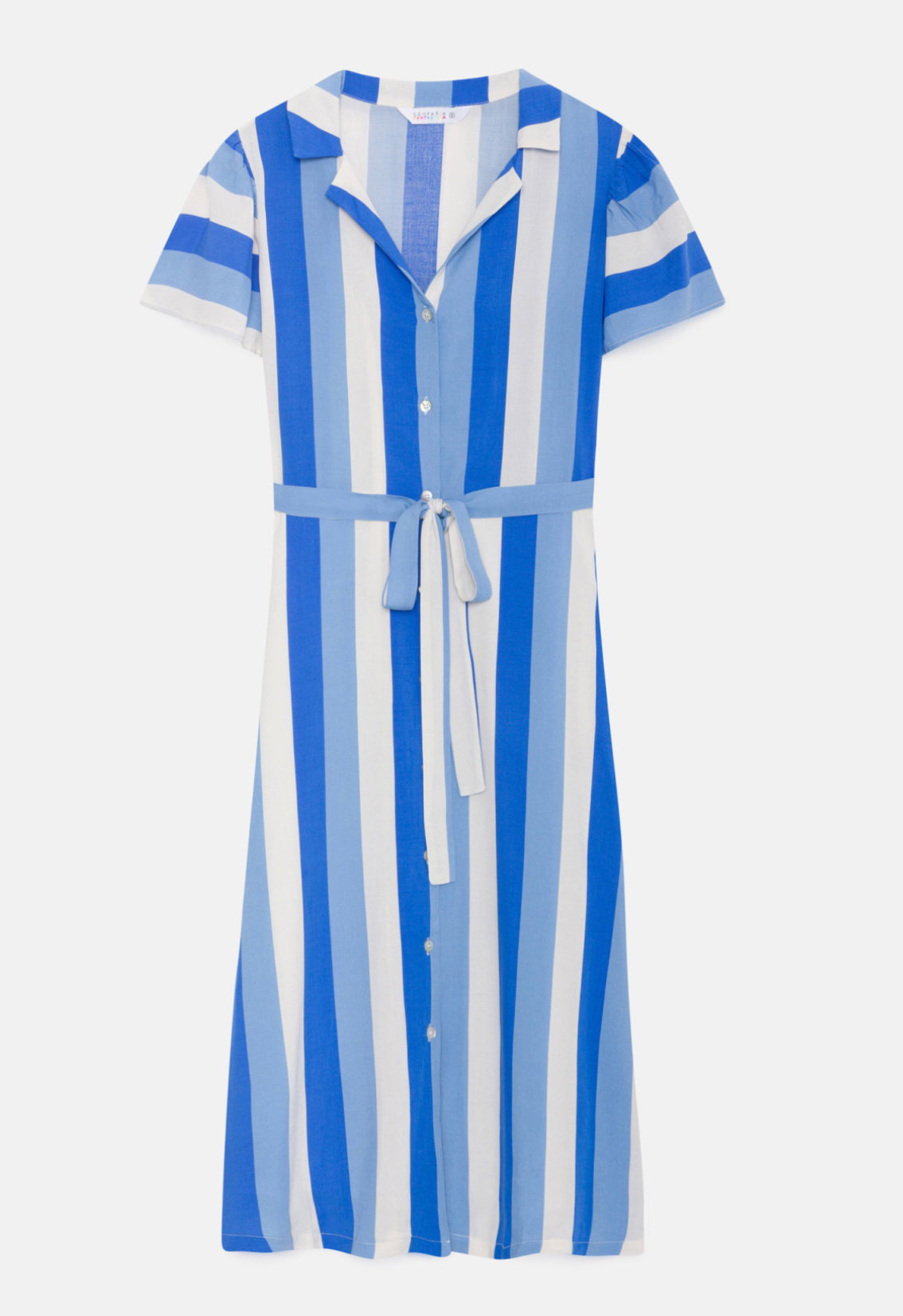 Stripe print midi dress with buttons