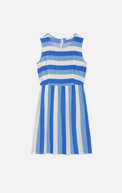 Stripe print sleeveless mini dress