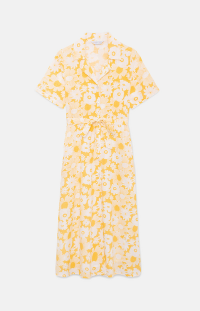 Floral print midi shirt dress