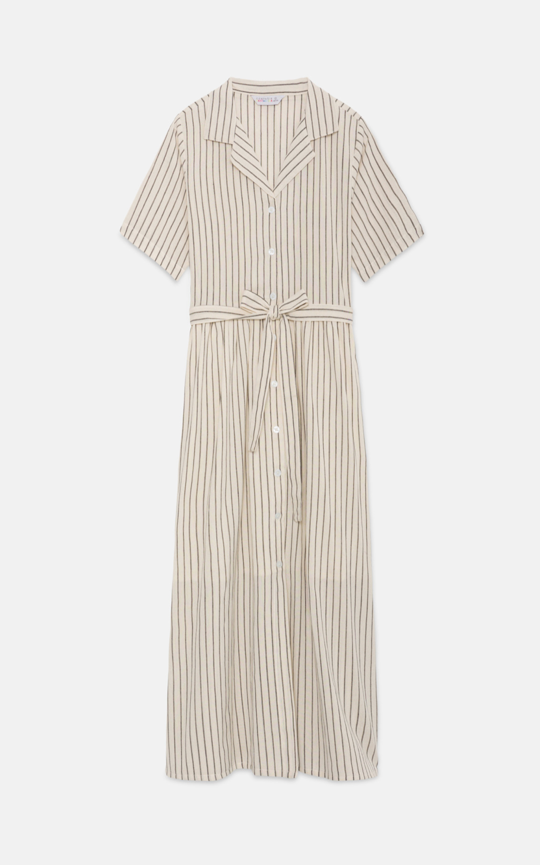 Stripe print midi shirt dress with belt