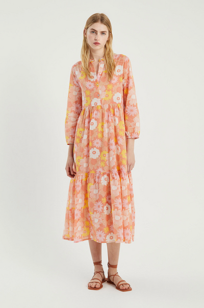 Flower print midi tunic dress