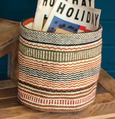 Multi-Colored Woven Jute Baskets without Handles