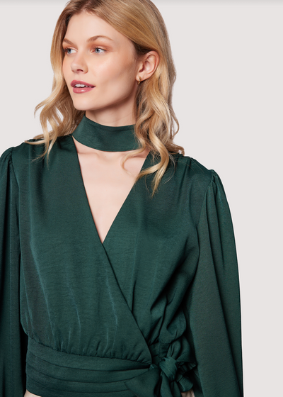 Calla Green Wrap Top