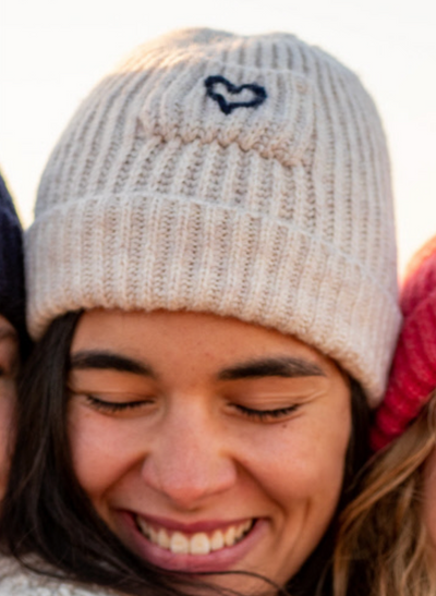 Sailor Love Knit Heart Beanie with Pocket Detail