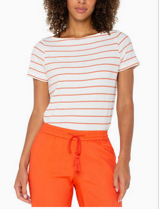 Short Sleeve Boatneck Knit Top 24" hps