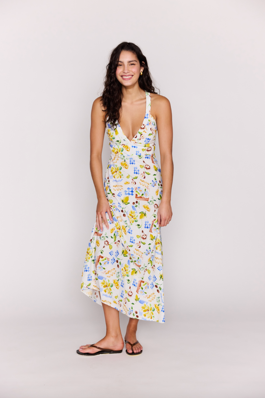Riviera Cross Back Midi Dress