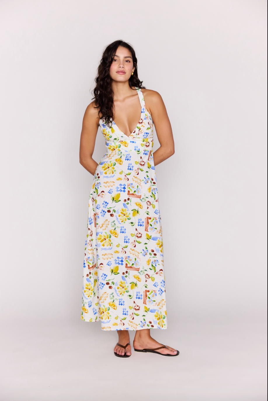 Riviera Cross Back Midi Dress