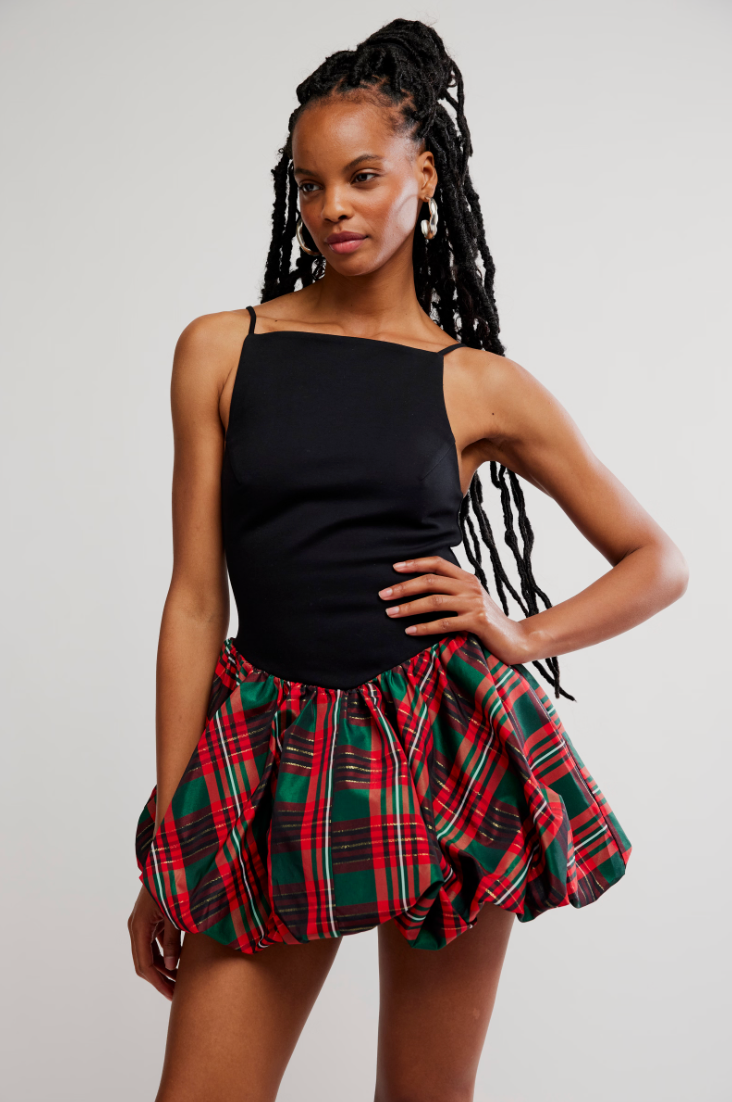 Tinsel Kiss Plaid Mini Dress