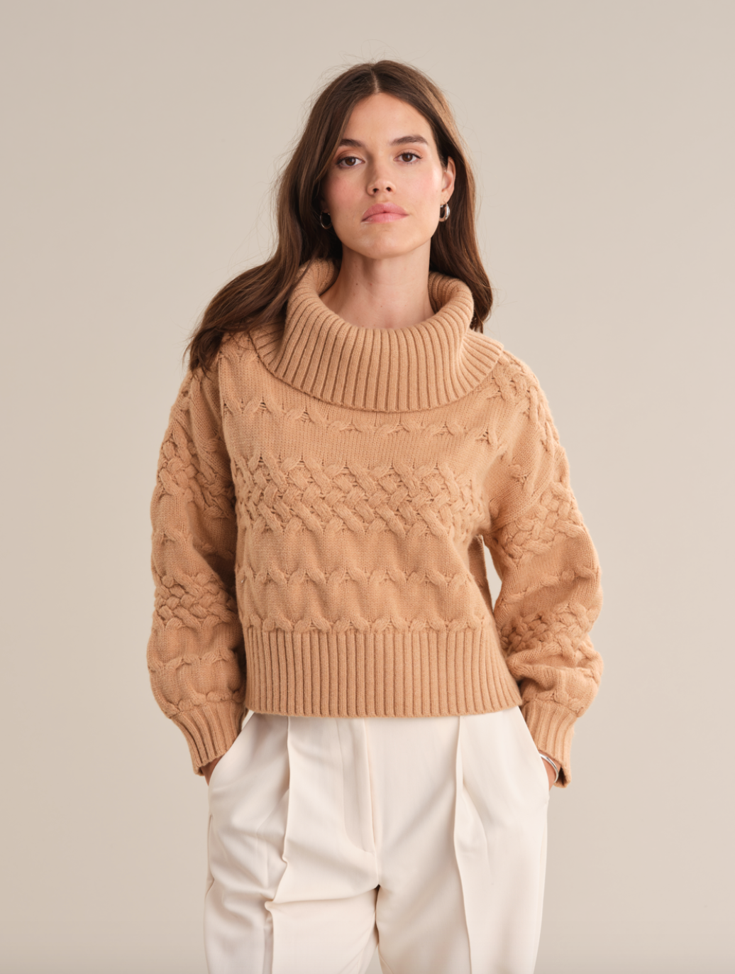 Maureen Mixed Cable Cowl Neck Pullover – V2V