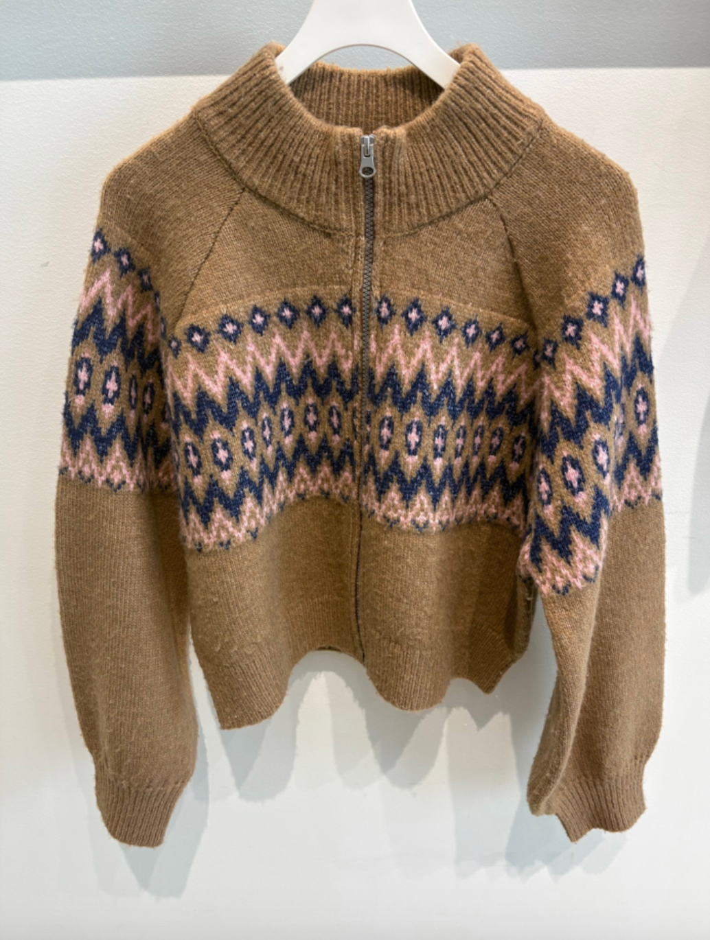 Alma Fairisle Zip Front Cardigan